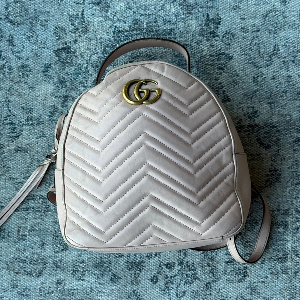 Authentic Gucci Marmont Pink Quilted Backpack - Picture 3 of 7
